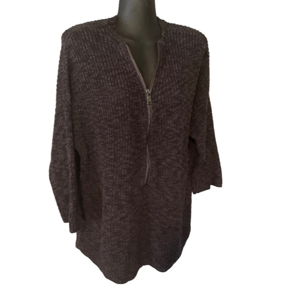 XL ABS Allen Schwartz hi-lo black 1/2 zip knit 3/4 sleeve cardigan sweater - Picture 5 of 16